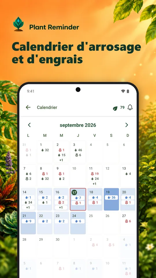 Calendrier d'arrosage et d'engrais