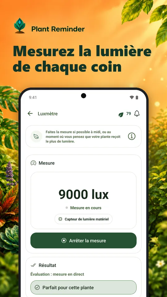 Mesurez la lumière de chaque coin